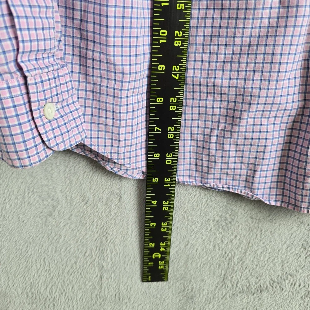 Ralph Lauren Men XL Classic Fit Pink Blue Plaid Cotton Button Down Shirt Long SL